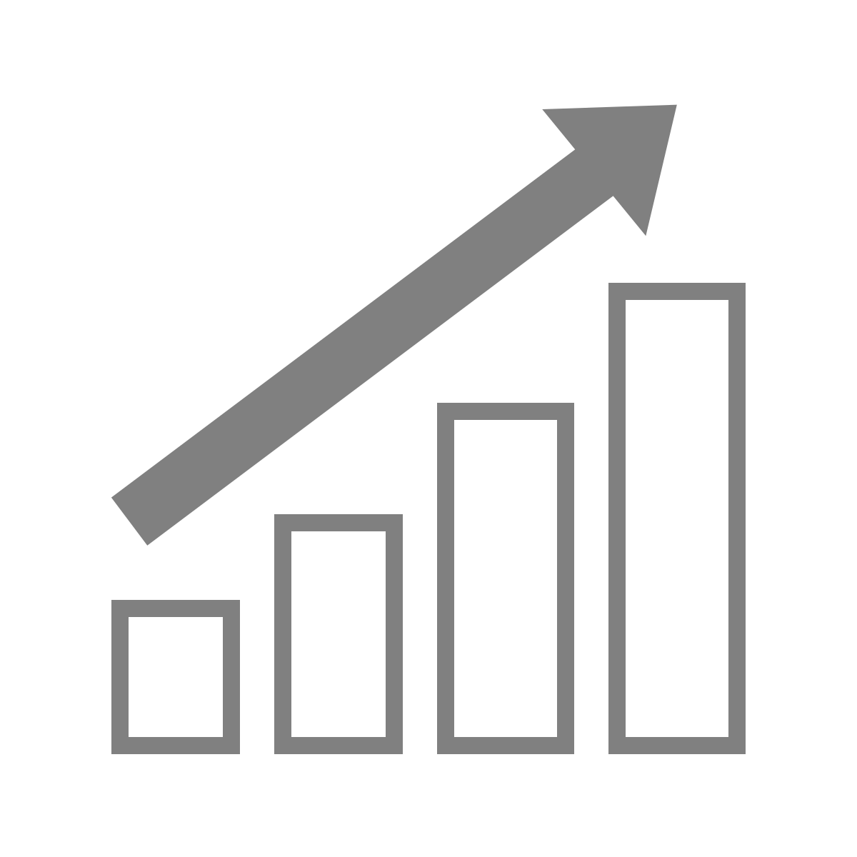 increasing bar chart with arrow pointing from bottom left to top right